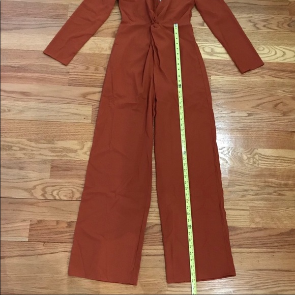 Rust Plunging Neckline Jumpsuit - Picture 10 of 11